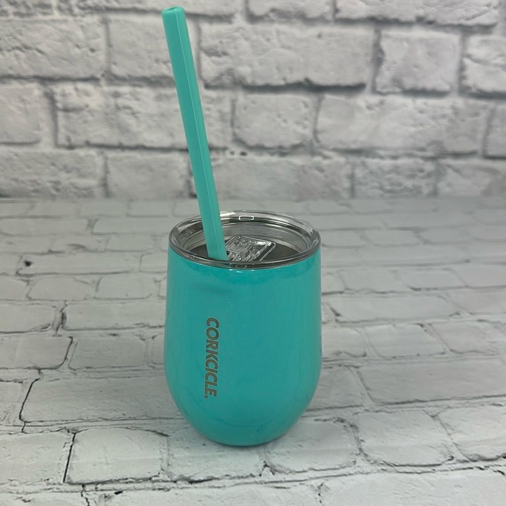 Corkcicle Turquoise Sparkle Stemless Insulated Tumbler NWOT